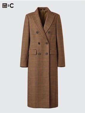 UNIQLO x CATE BLANCHETT Women’s Double-Breasted Brown Check Long Coat